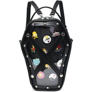 Gothic Coffin Ita Bag Backpack Halloween Purse Anime Pin Display Handbag Black
